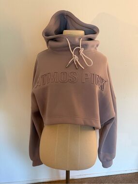 NWOT Atmos Pink Oversized Cropped Funnel Neck Sweatshirt - Dusty Mauve/Purple